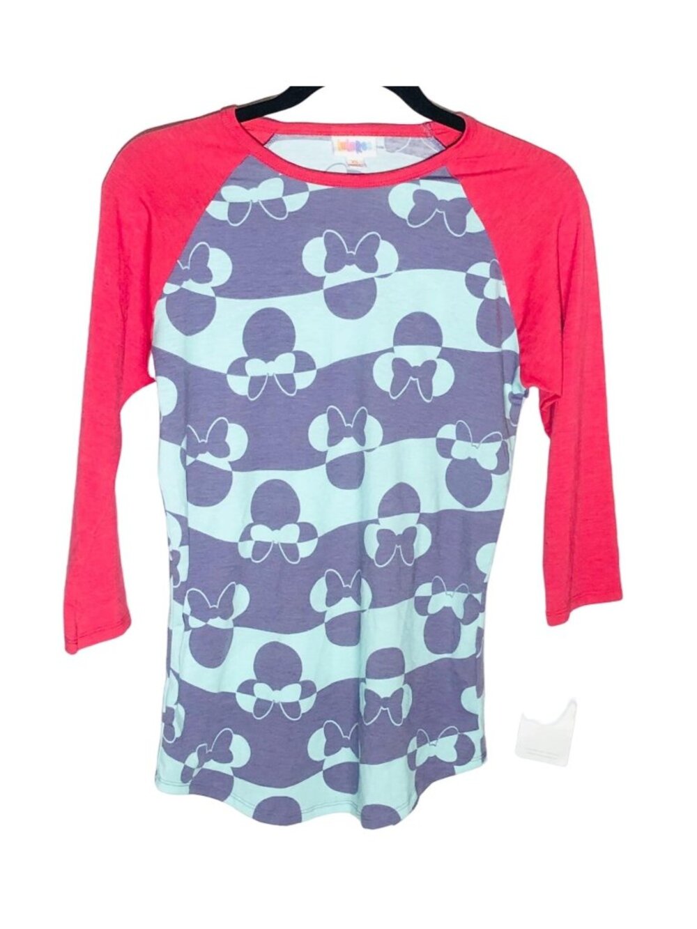 LulaRoe randy shirt Disney mid sleeve new with tags blue pink extra small READ